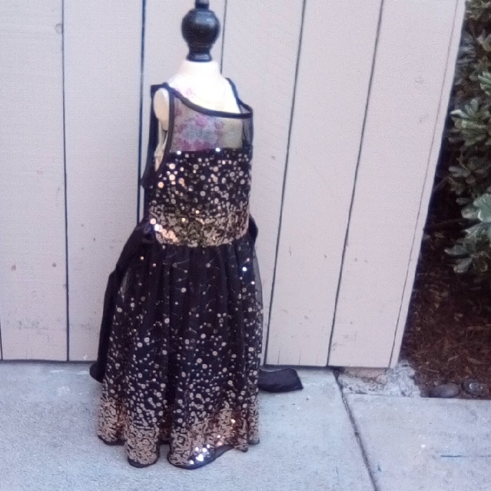 Black and Gold Sequin Dress